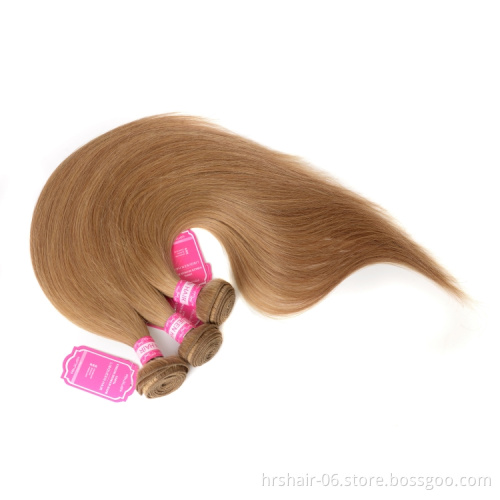 Color 27 Honey Blonde Brazilian Straight Hair 100% Human Hair Bundles  10-26 inch remy hair weft